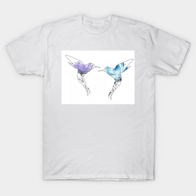 Humming Bird - Flowers T-Shirt by T-Strider-Art